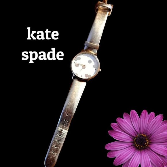 kate spade Accessories - KATE SPADE Gold Polka-Dot and Gold Leather Watch